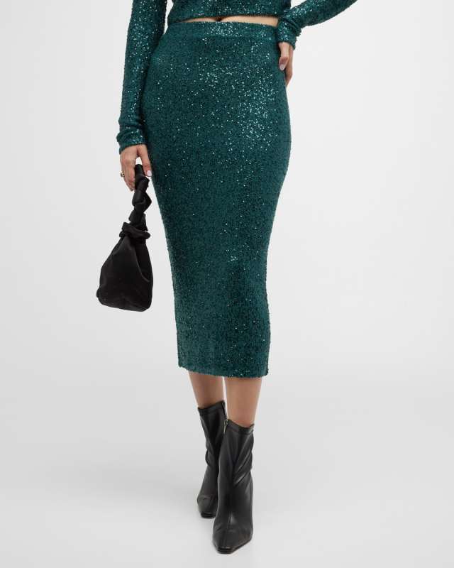 Cashmere Sequin Midi Skirt